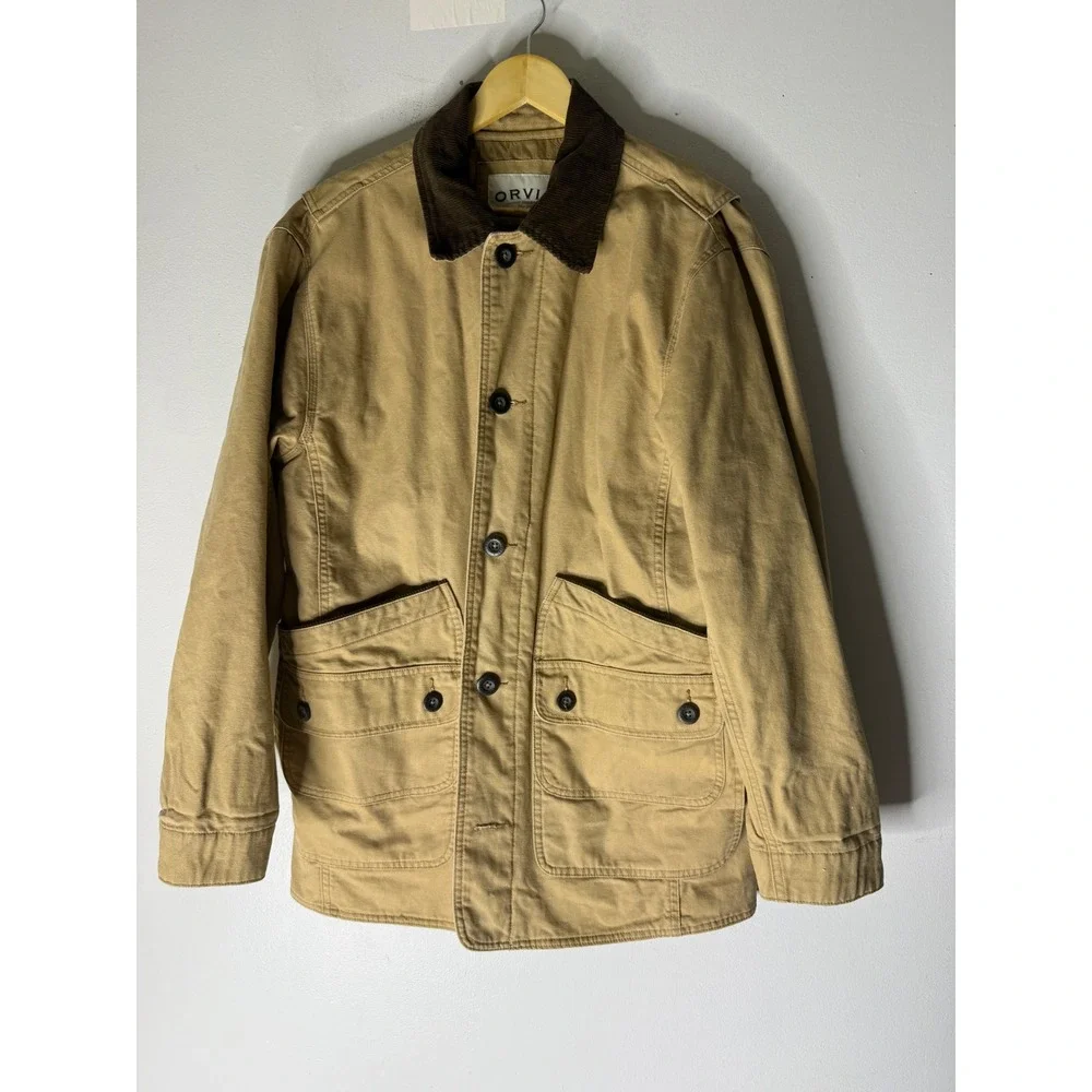 Orvis Barn Coat Jacket Tan Corduroy Collar Quilted Lining Mens M - Picture 6 of 6